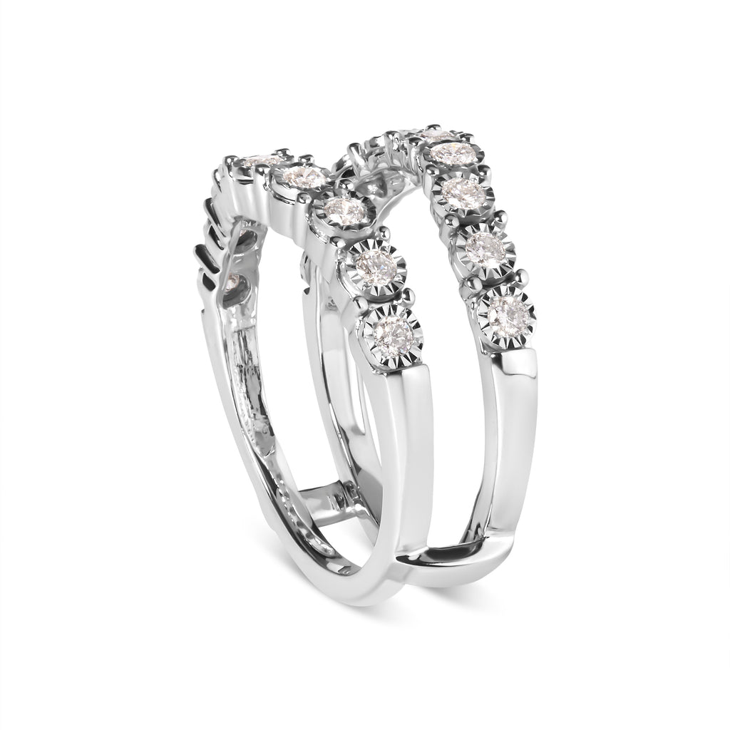 14k White Gold 1/2 Cttw Miracle Set Diamond Enhancer Wrap Ring Guard (H-I Color, I1-I2 Clarity)