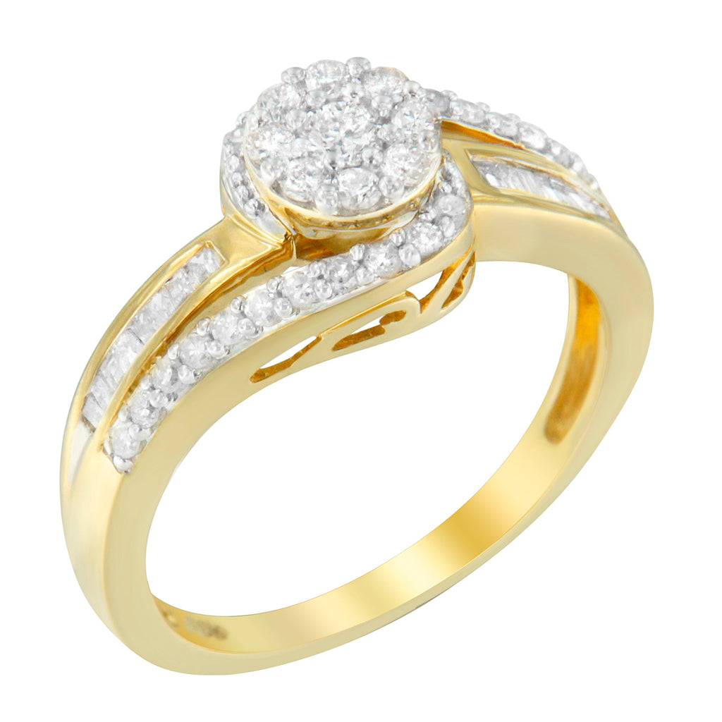 10K Yellow Gold Diamond Cluster Ring (1/2 Cttw, I-J Color, I2-I3 Clarity)