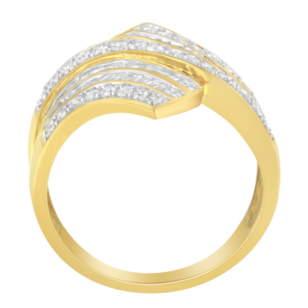 10K Yellow Gold Diamond Bypass Ring (1 1/7 Cttw, I-J Color, I1-I2 Clarity)