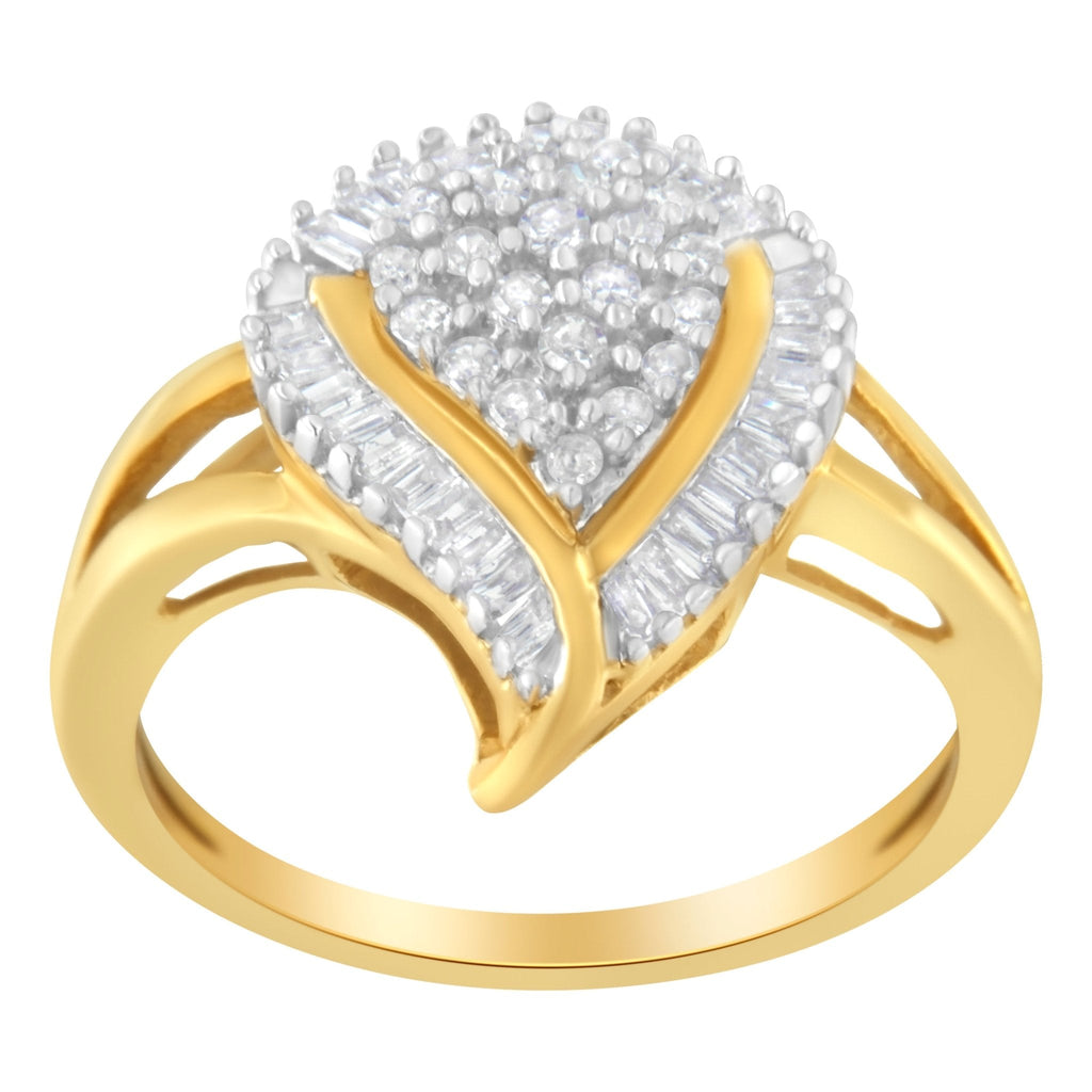 10K Yellow Gold Diamond Cluster Ring (1/2 Cttw, I-J Color, I1-I2 Clarity)