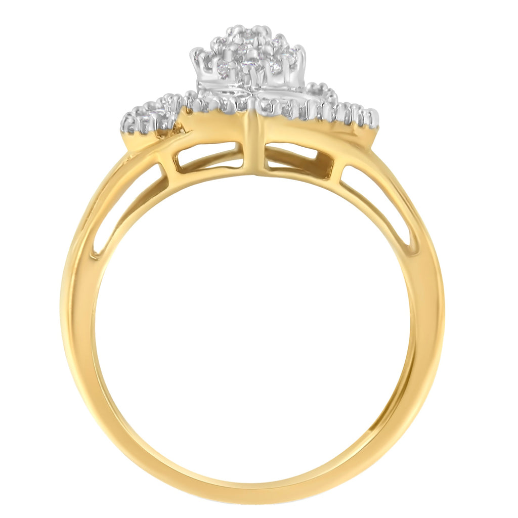 10K Yellow Gold Diamond Cocktail Ring (1/2 Cttw, J-K Color, I2-I3 Clarity)