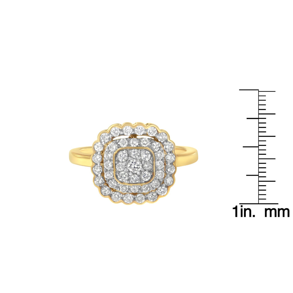 10K Yellow Gold Plated .925 Sterling Silver Diamond Cocktail Ring (3/4 Cttw, J-K Color, I2-I3 Clarity)