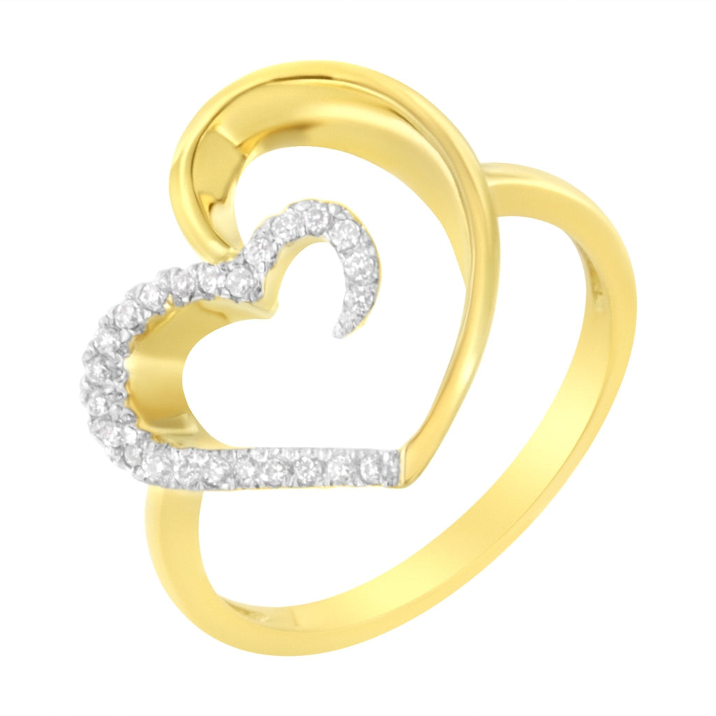 10KT Yellow Gold 1/10 cttw Diamond Heart Shape Ring (K-L, I1-I2)