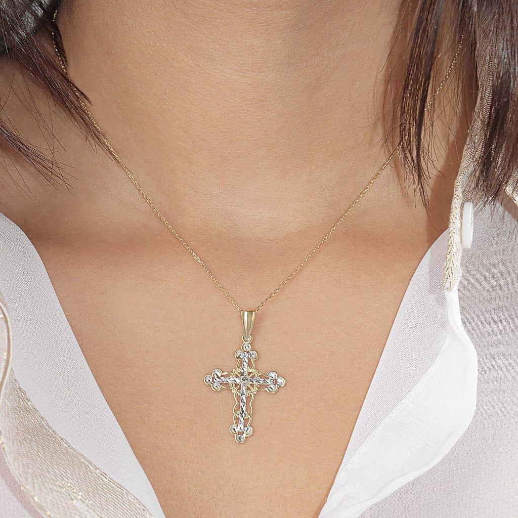 Open Lace Cross Pendant Necklace