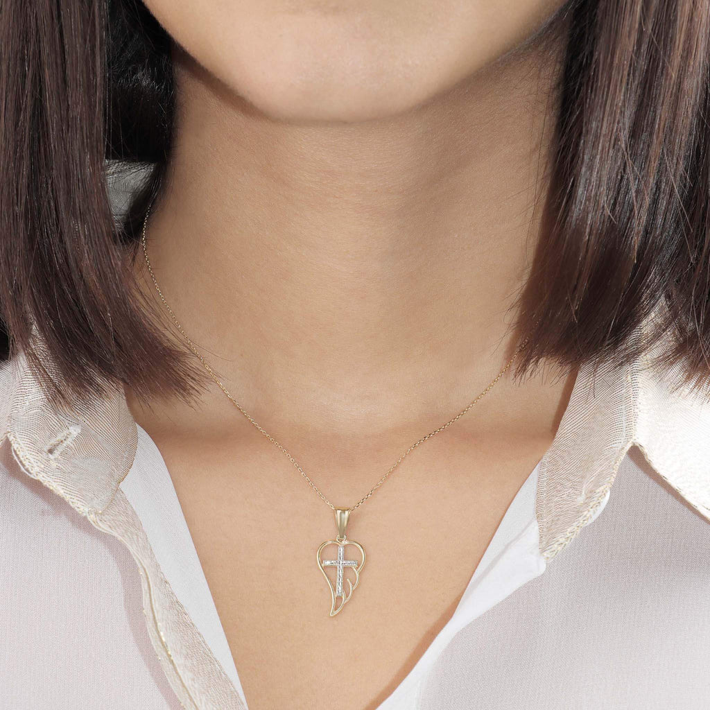 Heavenly Angel Wing and Cross Pendant