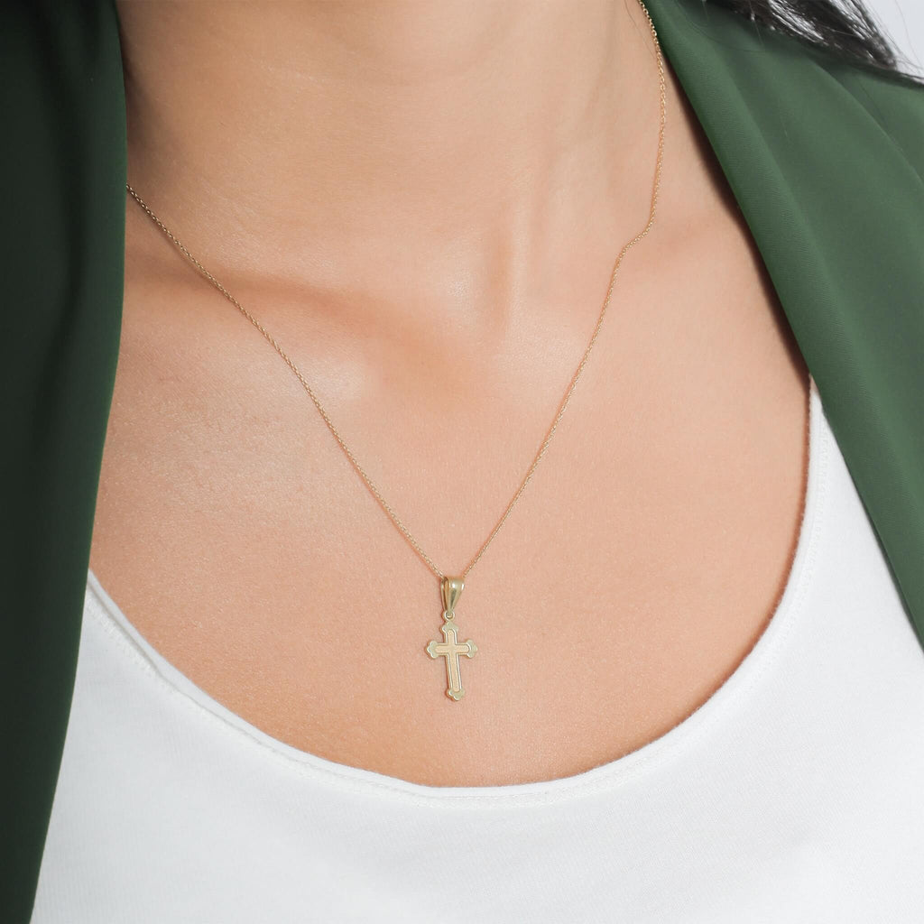 Three Pointed Style Cross Pendant Necklace