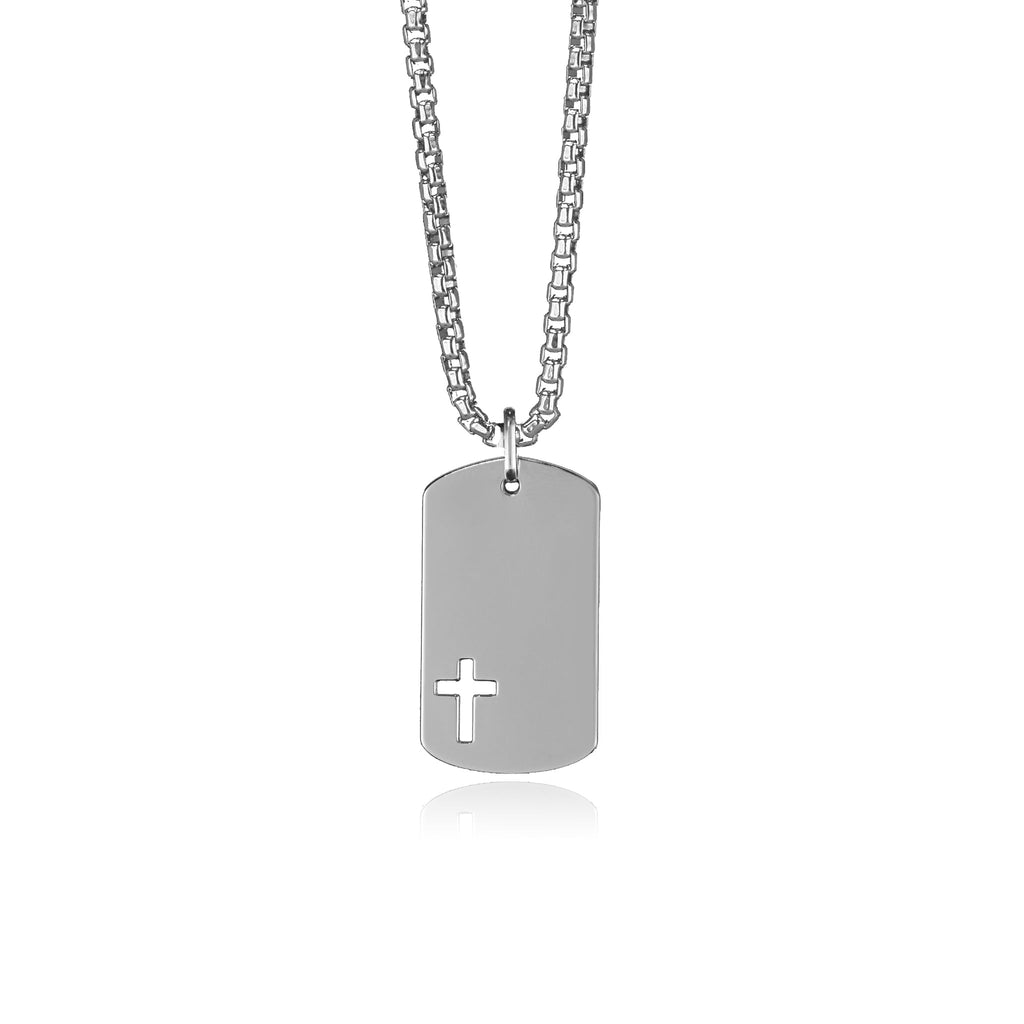 Military Tag Pendant With Laser-Cut Cross