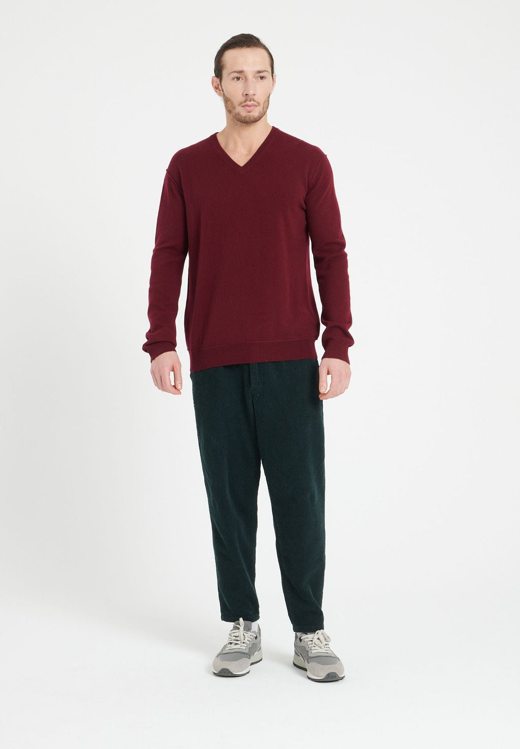 LUKE 11 V-neck cashmere sweater burgundy red