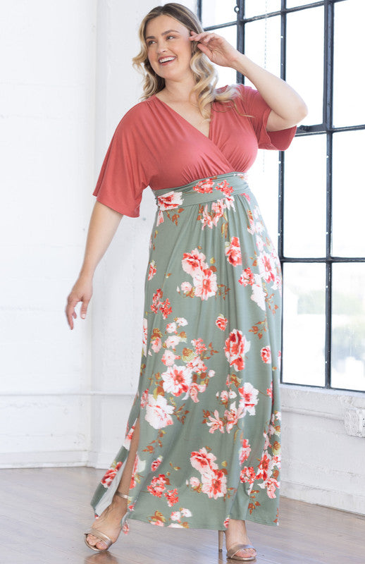 Havana Color Block Maxi Dress - Plus