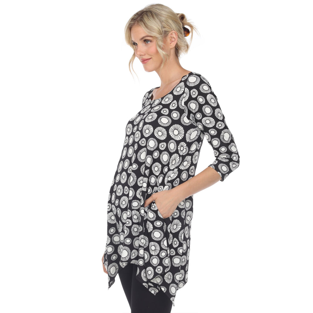 White Mark Women's Printed Geometric Circle Tunic Top (4 Colors Available)