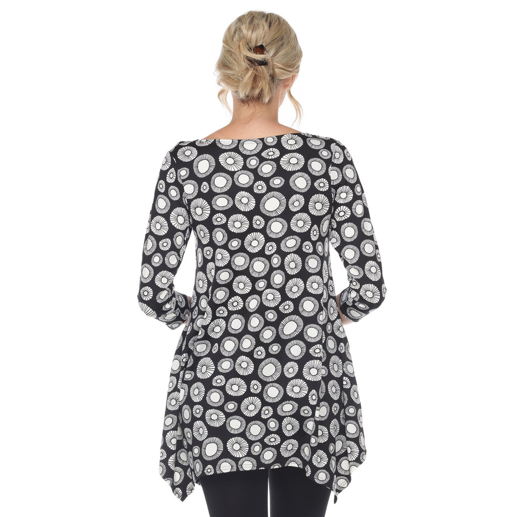 White Mark Women's Printed Geometric Circle Tunic Top (4 Colors Available)