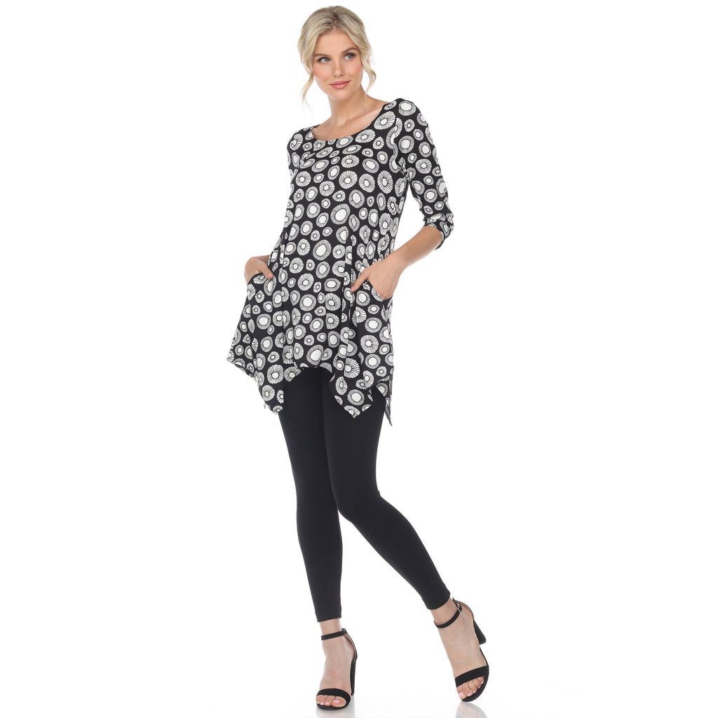 White Mark Women's Printed Geometric Circle Tunic Top (4 Colors Available)