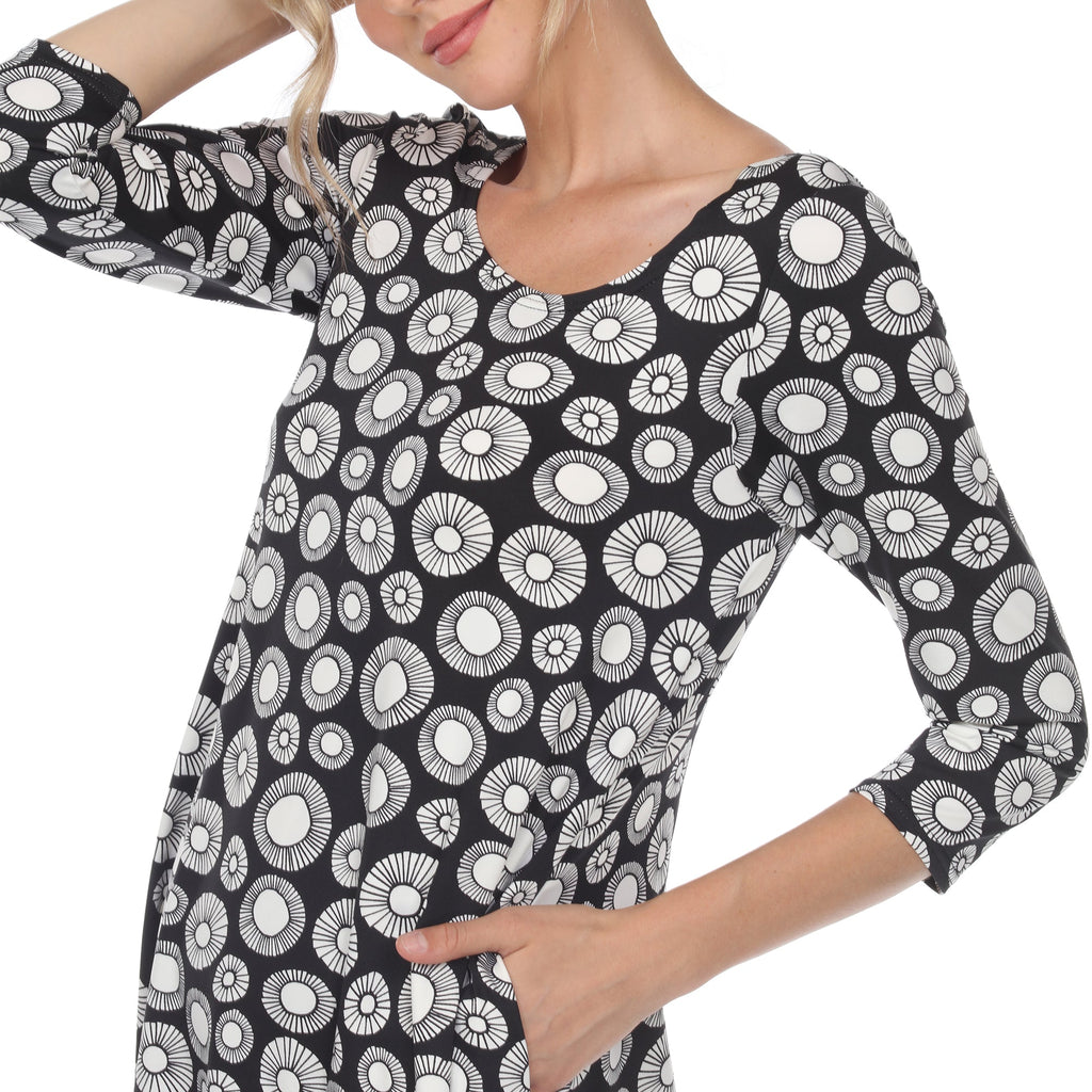 White Mark Women's Printed Geometric Circle Tunic Top (4 Colors Available)