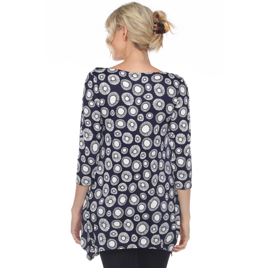 White Mark Women's Printed Geometric Circle Tunic Top (4 Colors Available)