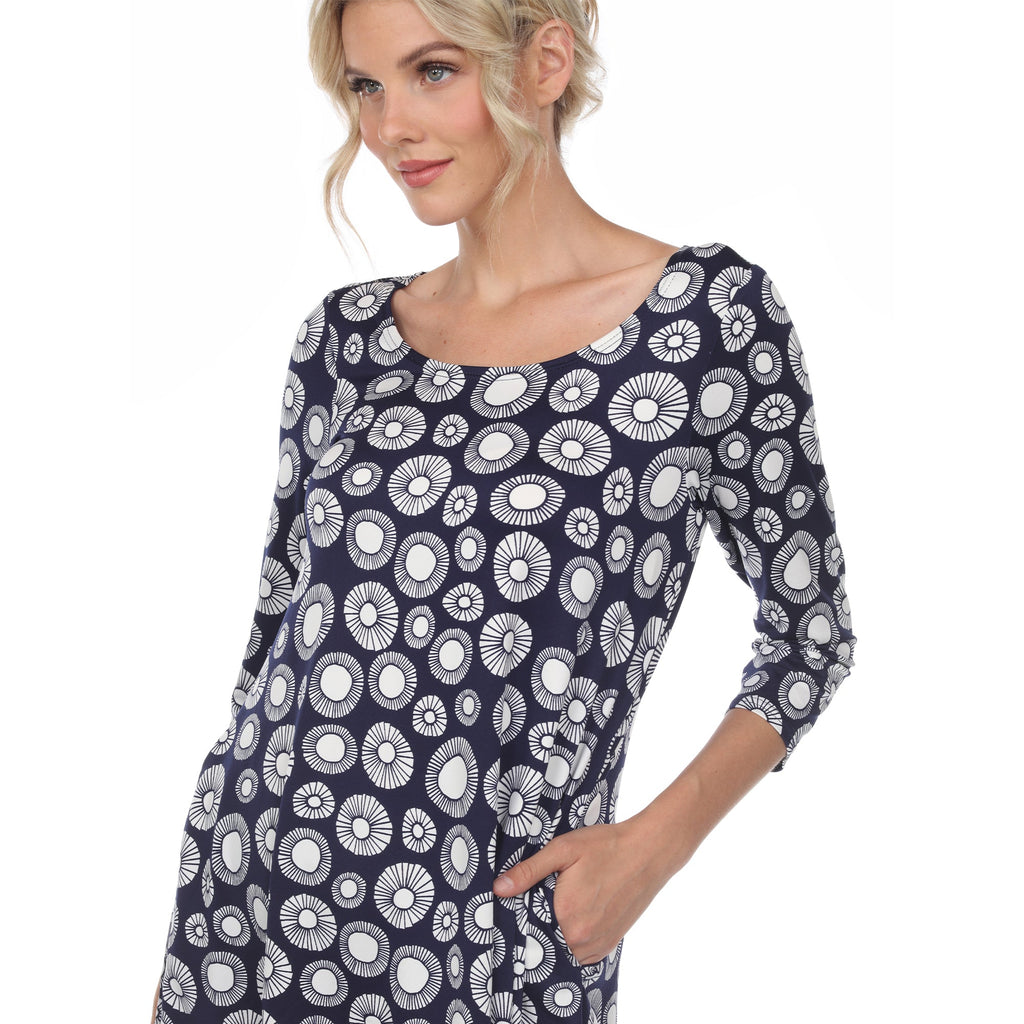 White Mark Women's Printed Geometric Circle Tunic Top (4 Colors Available)