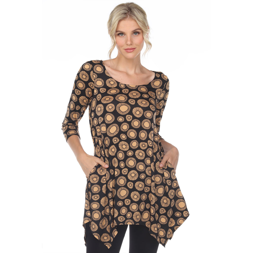 White Mark Women's Printed Geometric Circle Tunic Top (4 Colors Available)