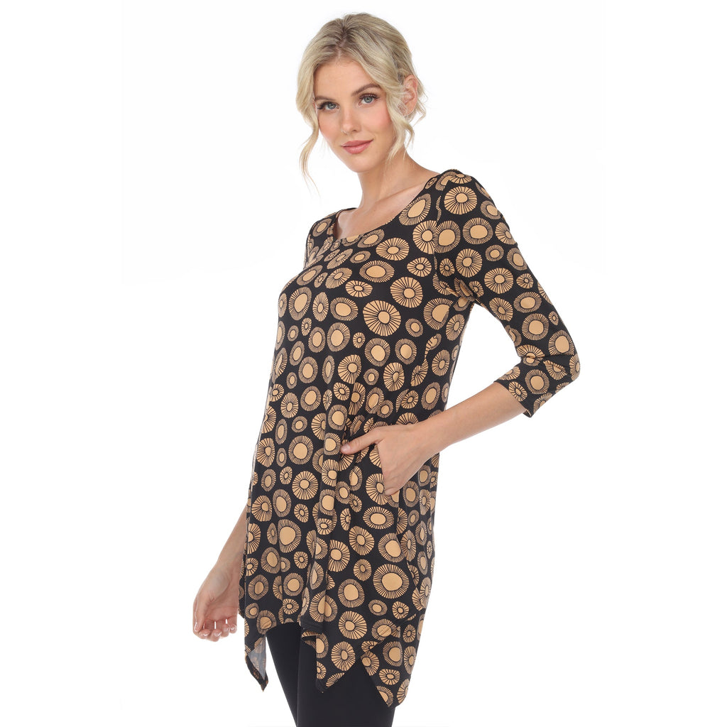 White Mark Women's Printed Geometric Circle Tunic Top (4 Colors Available)