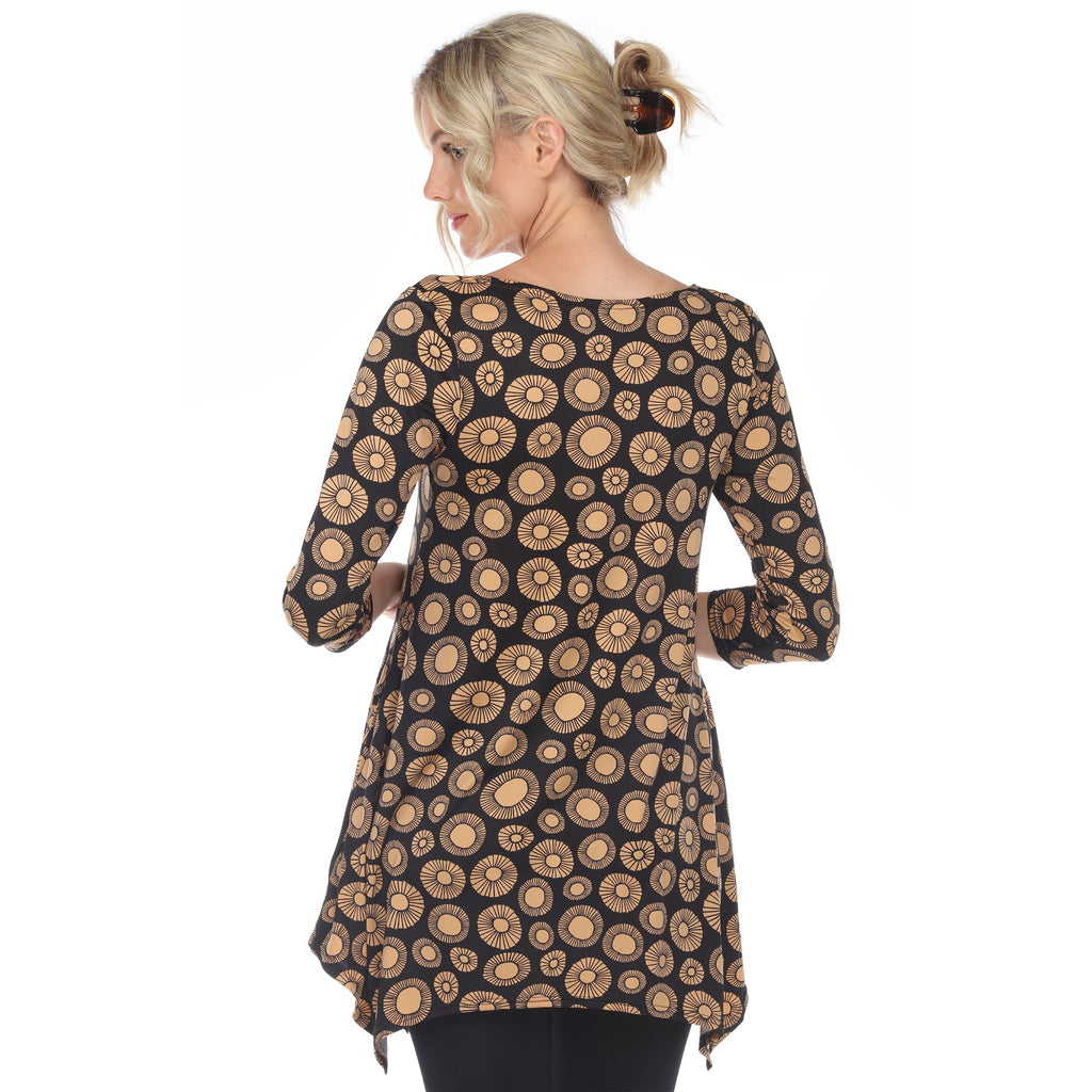 White Mark Women's Printed Geometric Circle Tunic Top (4 Colors Available)