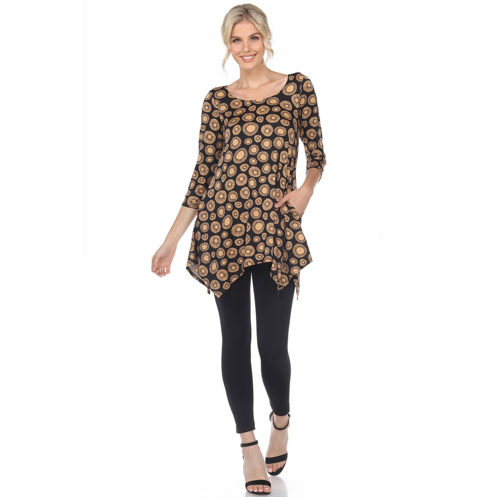 White Mark Women's Printed Geometric Circle Tunic Top (4 Colors Available)