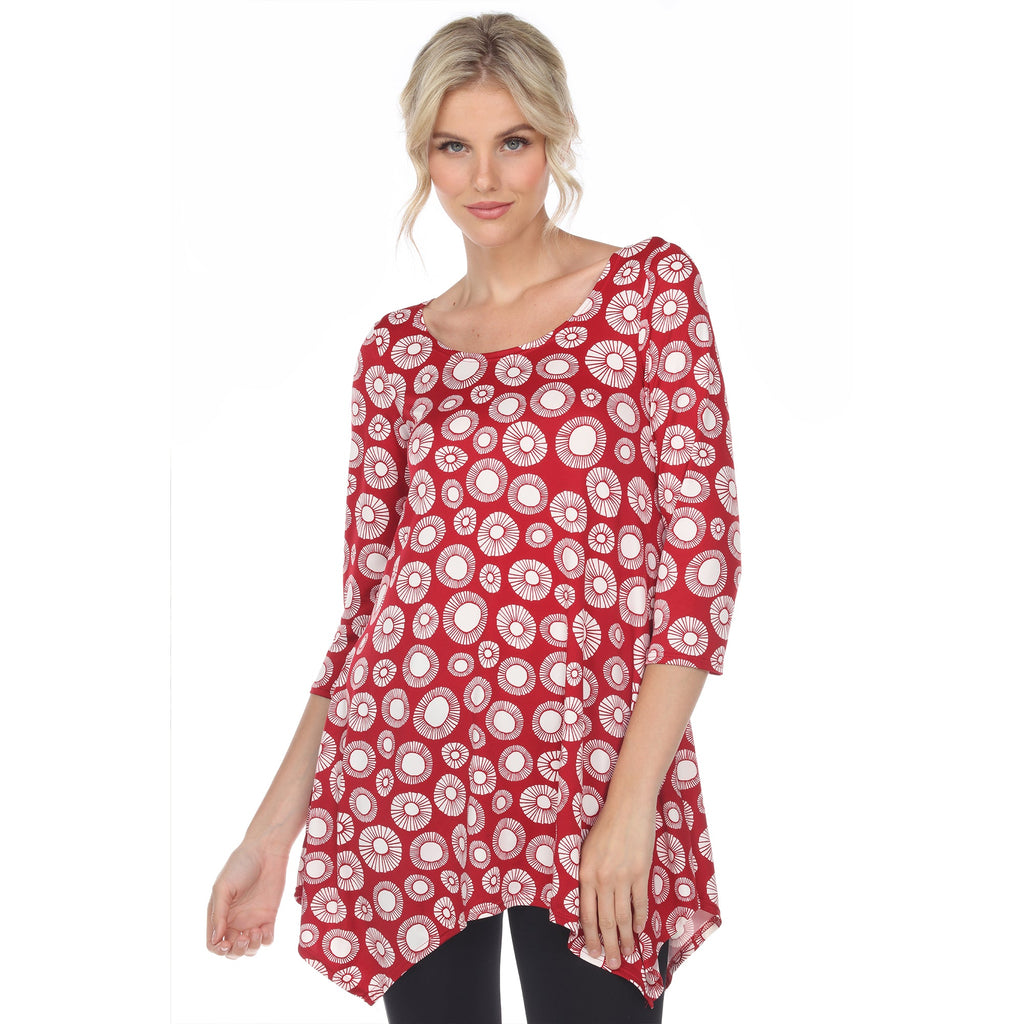 White Mark Women's Printed Geometric Circle Tunic Top (4 Colors Available)