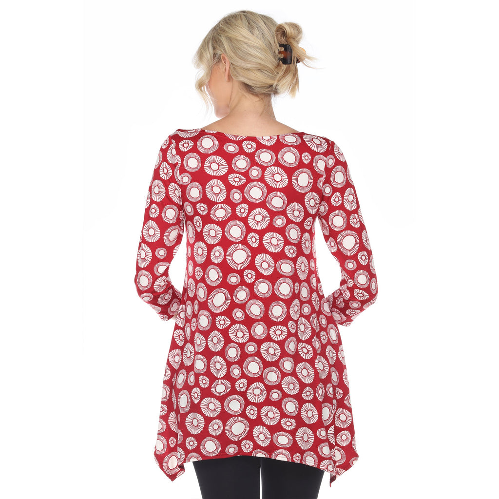 White Mark Women's Printed Geometric Circle Tunic Top (4 Colors Available)