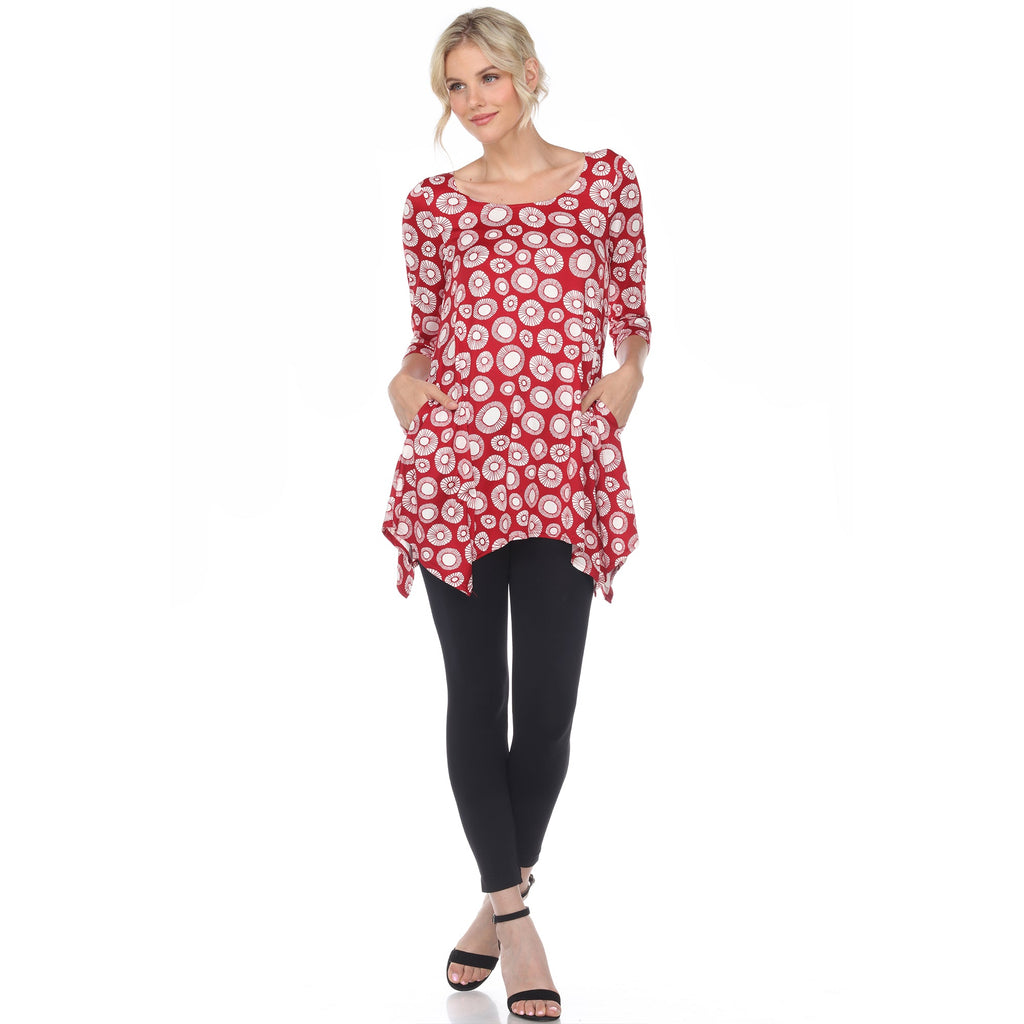 White Mark Women's Printed Geometric Circle Tunic Top (4 Colors Available)