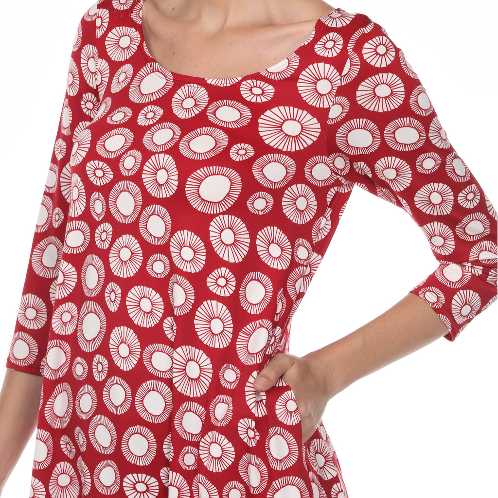 White Mark Women's Printed Geometric Circle Tunic Top (4 Colors Available)