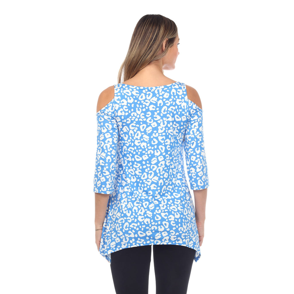 White Mark Women's Leopard Cold Shoulder Tunic (5 Colors Available)