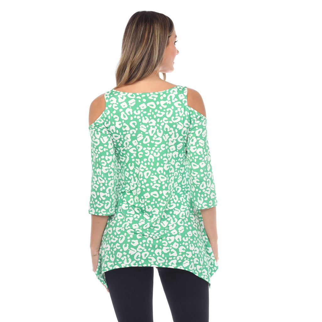 White Mark Women's Leopard Cold Shoulder Tunic (5 Colors Available)