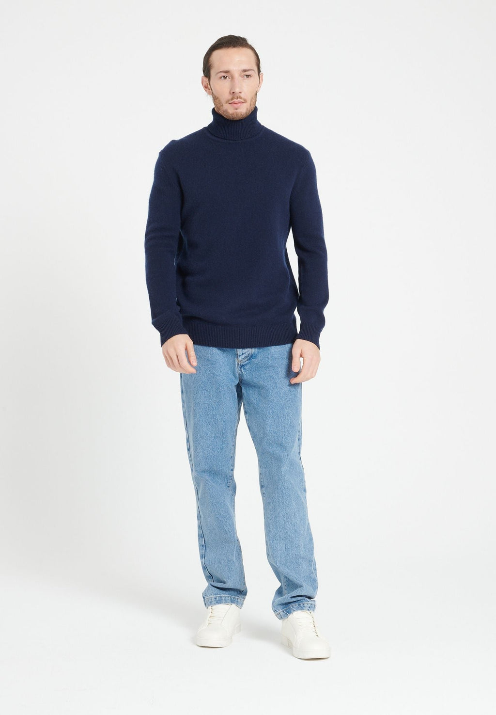 LUKE 15 4-thread cashmere turtleneck sweater navy blue