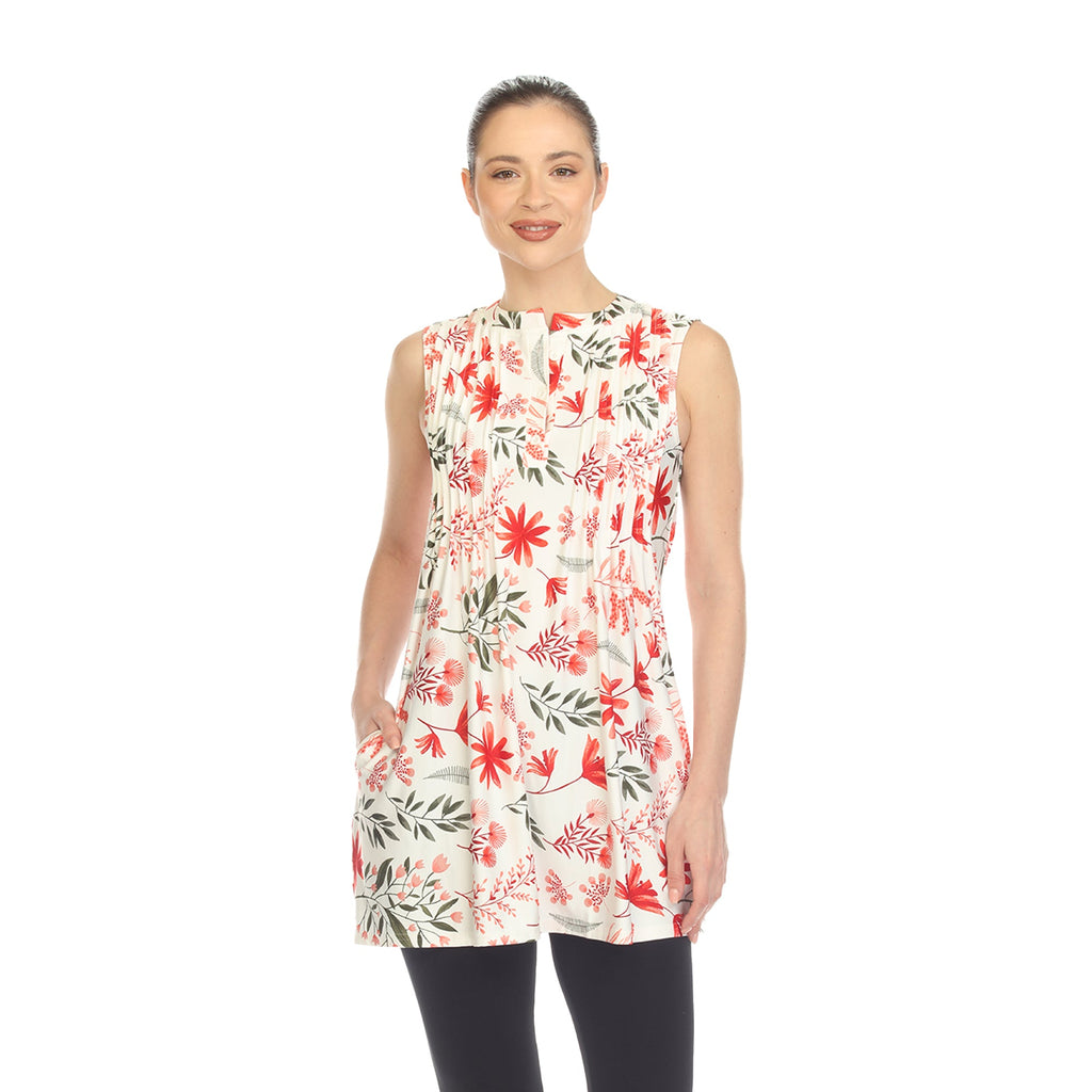 White Mark Women's Floral Sleeveless Tunic Top (6 Colors Available)