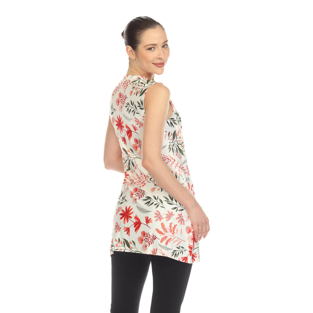 White Mark Women's Floral Sleeveless Tunic Top (6 Colors Available)