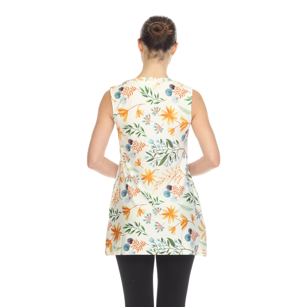 White Mark Women's Floral Sleeveless Tunic Top (6 Colors Available)