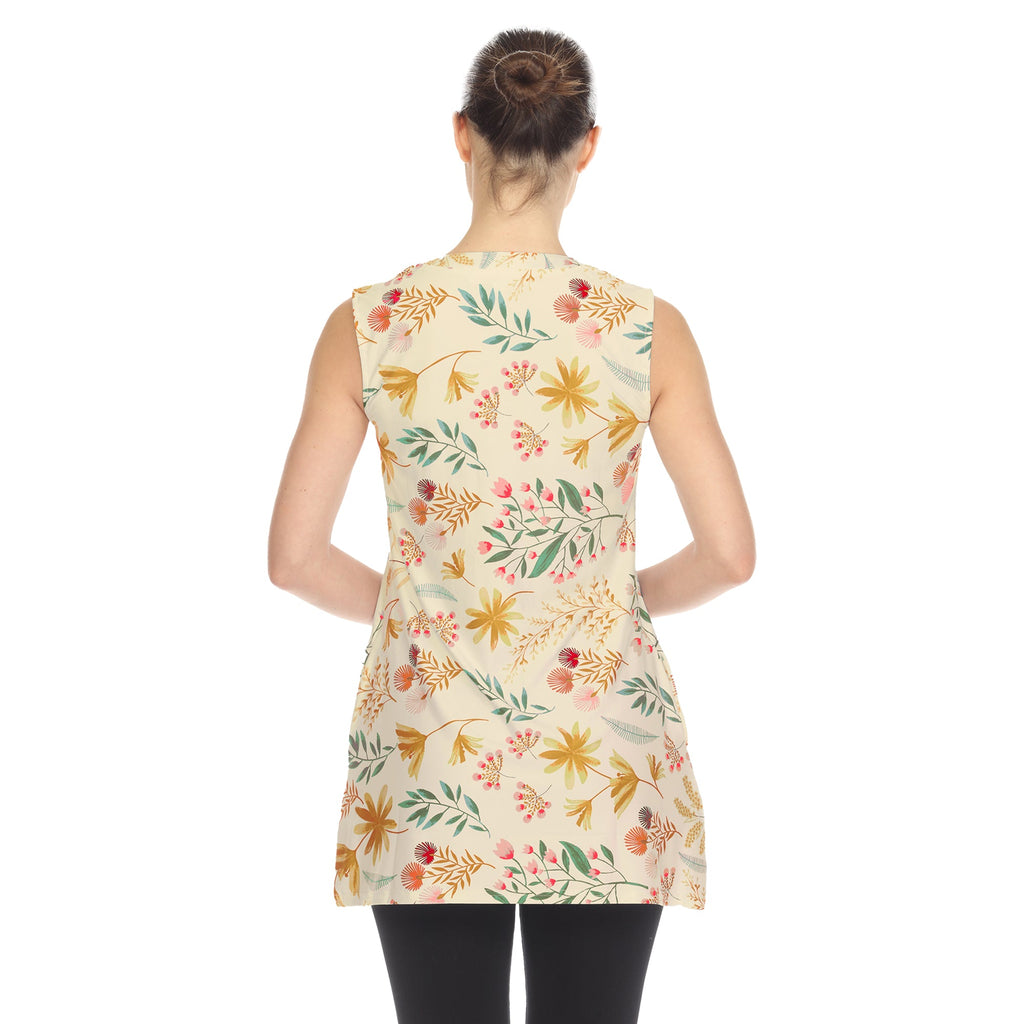 White Mark Women's Floral Sleeveless Tunic Top (6 Colors Available)