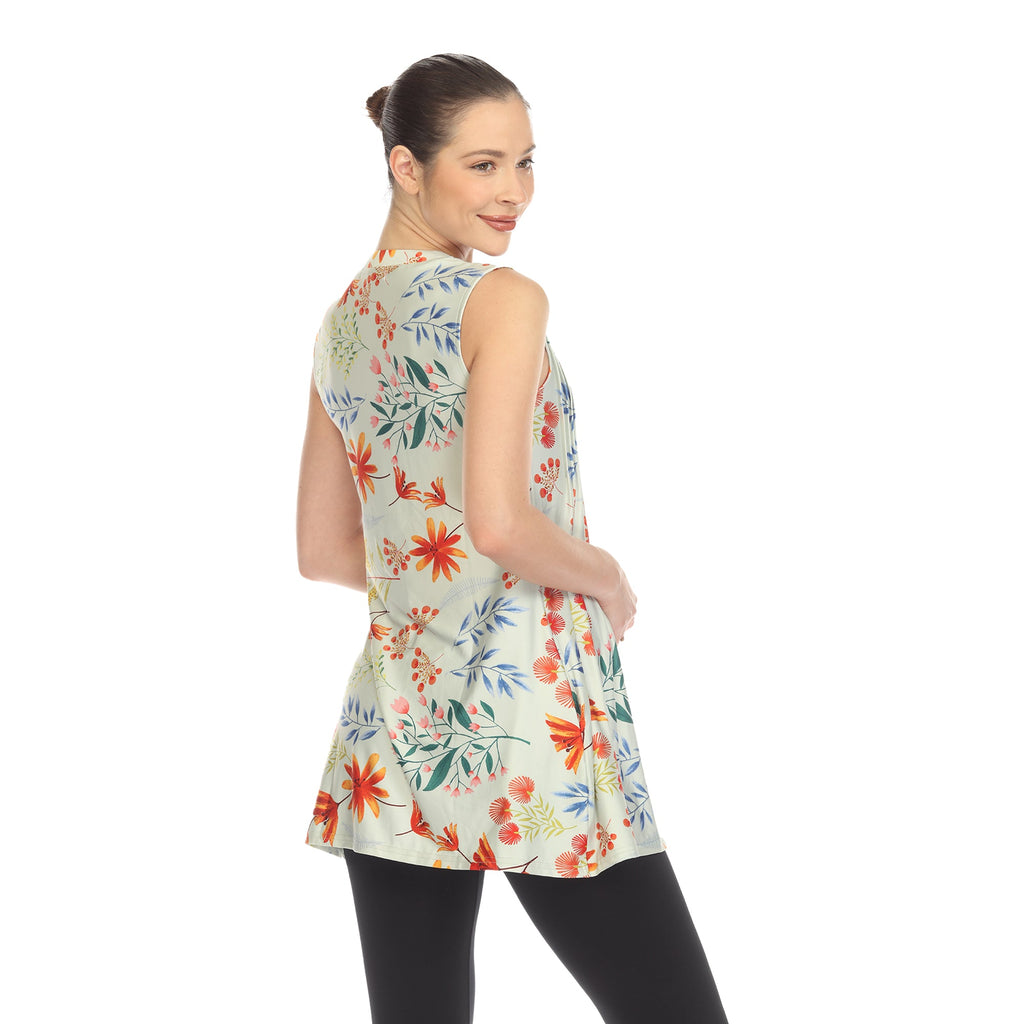 White Mark Women's Floral Sleeveless Tunic Top (6 Colors Available)