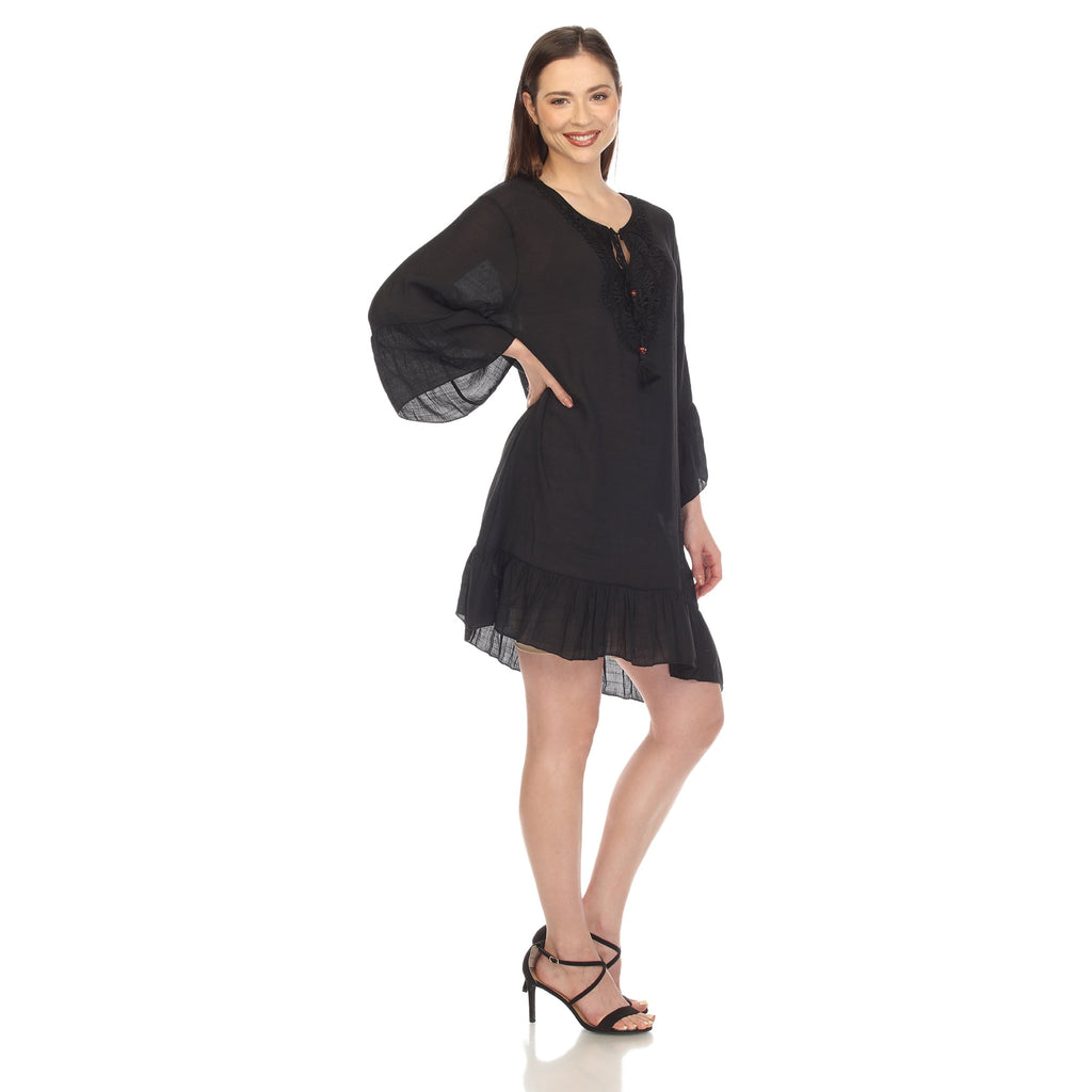 Women's Sheer Crochet Knee Length Cover Up Dress (4 Colors Available)