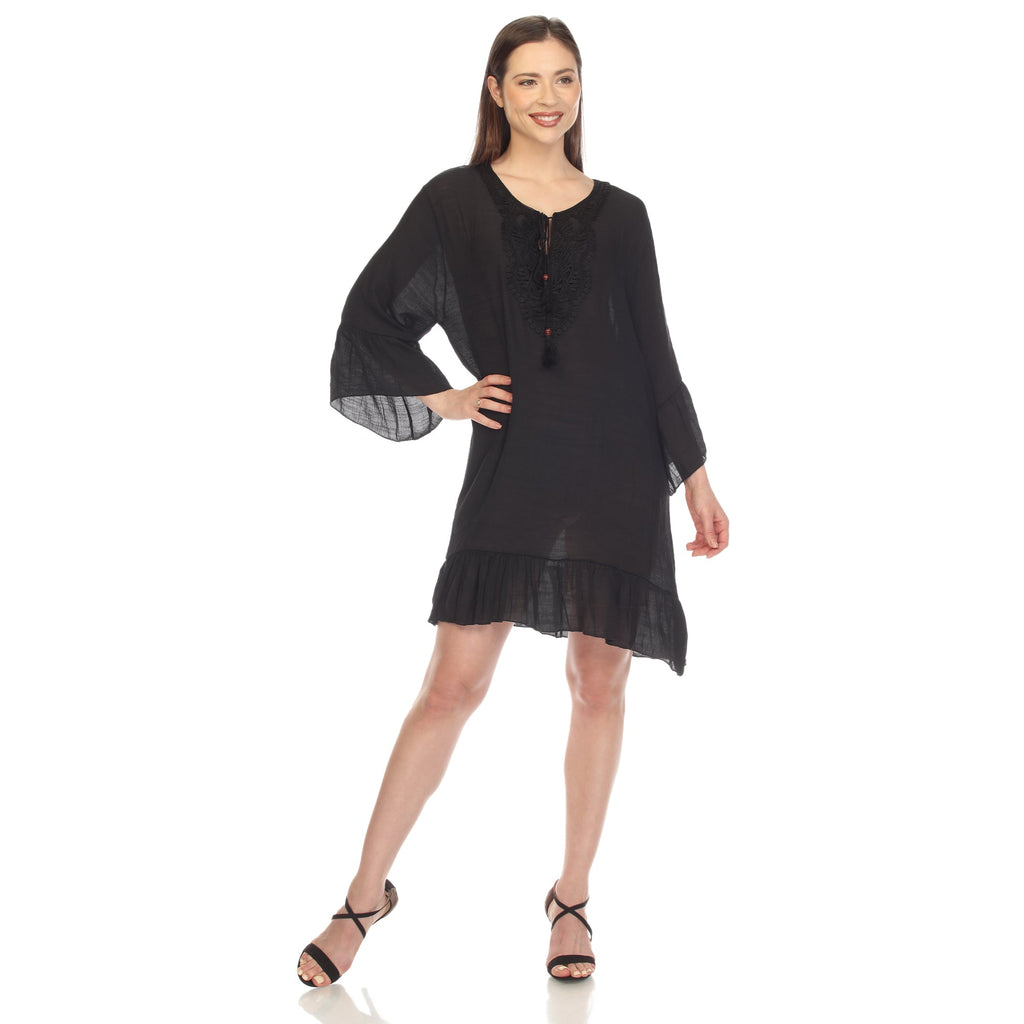 Women's Sheer Crochet Knee Length Cover Up Dress (4 Colors Available)