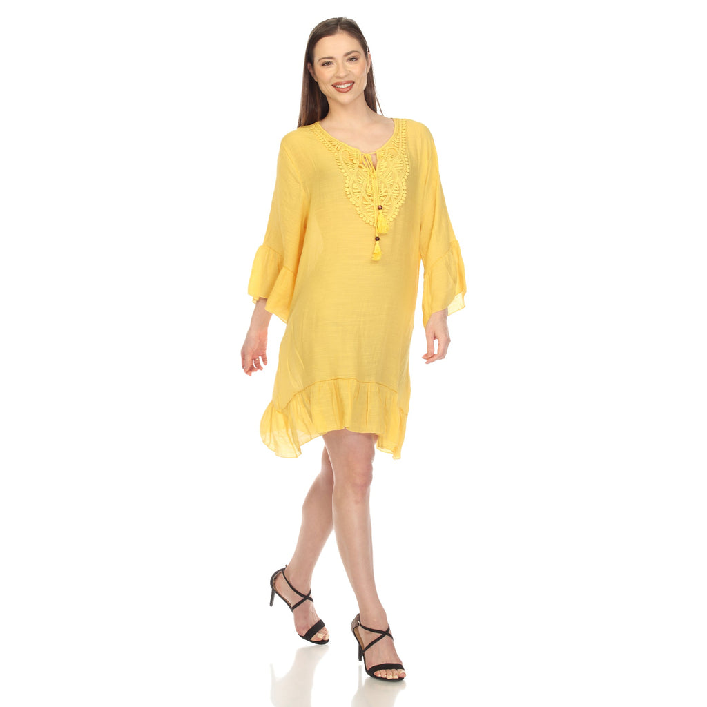 Women's Sheer Crochet Knee Length Cover Up Dress (4 Colors Available)