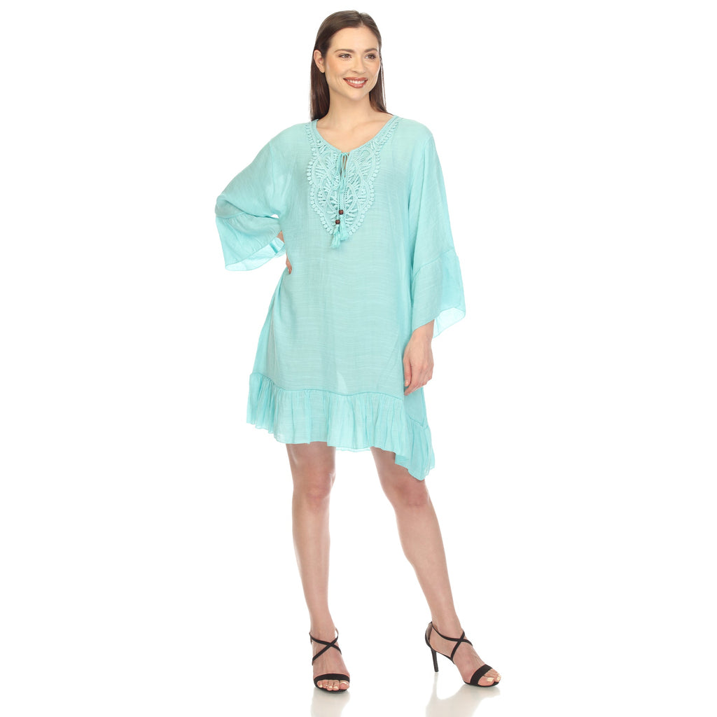 Women's Sheer Crochet Knee Length Cover Up Dress (4 Colors Available)