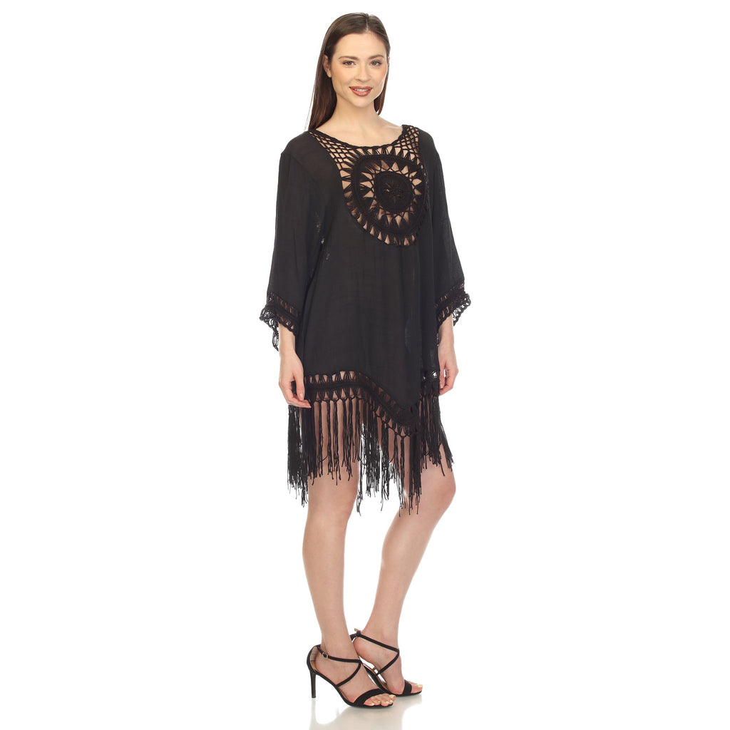 Women's Crocheted Fringed Trim Dress Cover Up (4 Colors Available)