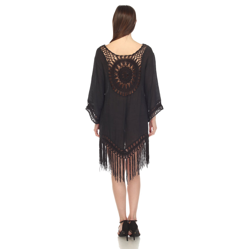 Women's Crocheted Fringed Trim Dress Cover Up (4 Colors Available)