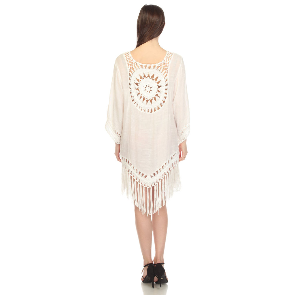 Women's Crocheted Fringed Trim Dress Cover Up (4 Colors Available)