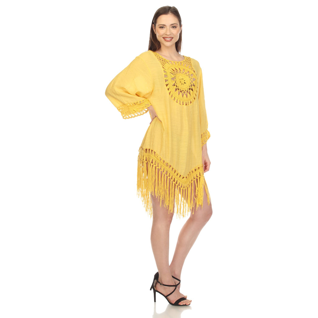 Women's Crocheted Fringed Trim Dress Cover Up (4 Colors Available)