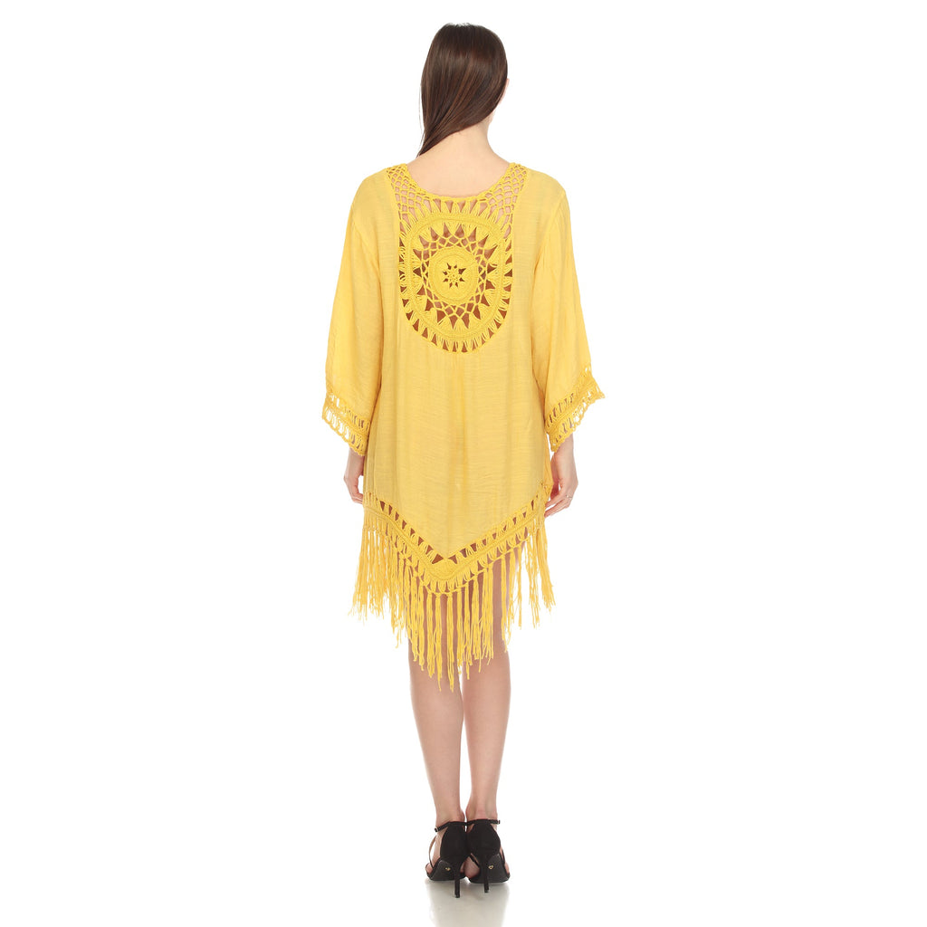 Women's Crocheted Fringed Trim Dress Cover Up (4 Colors Available)