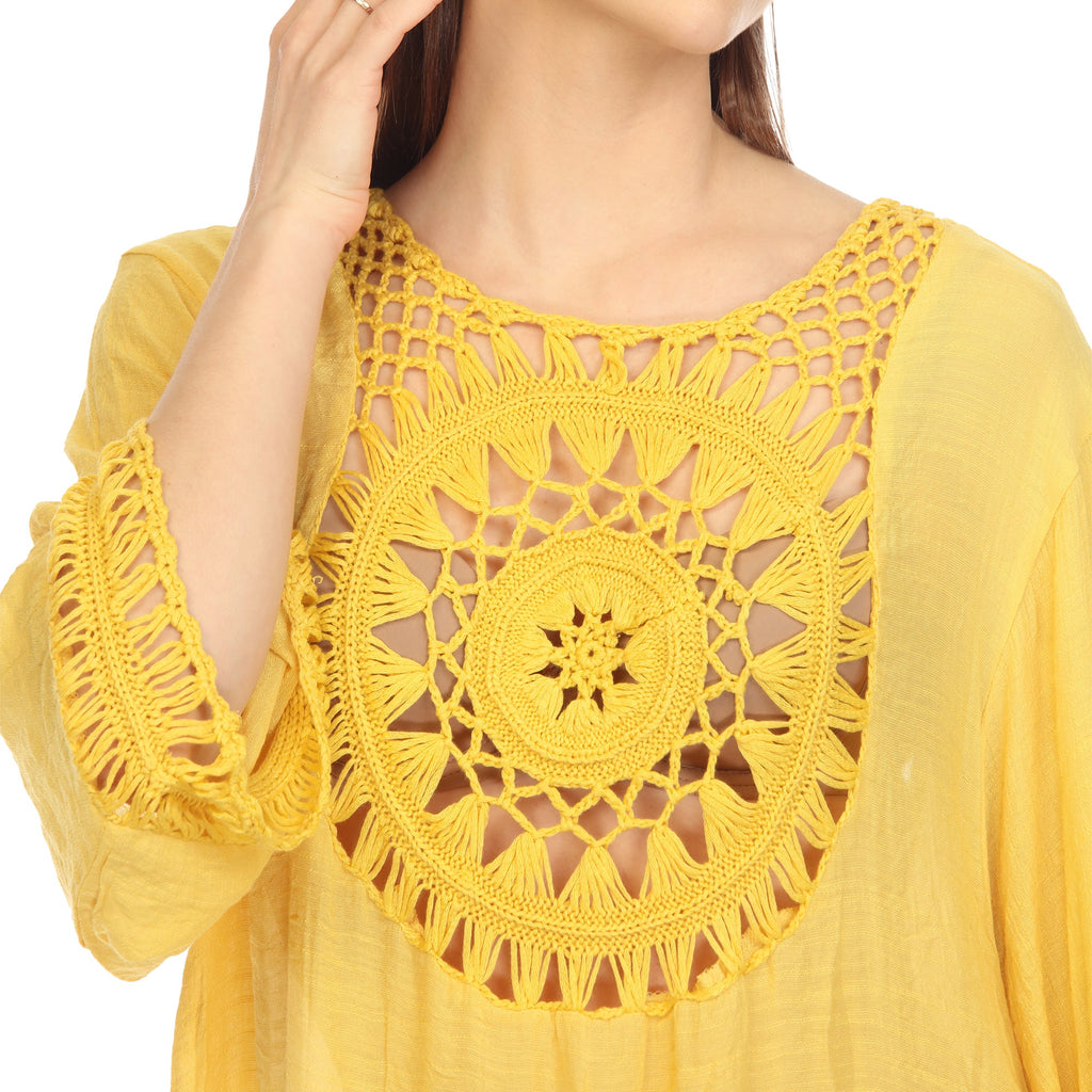 Women's Crocheted Fringed Trim Dress Cover Up (4 Colors Available)