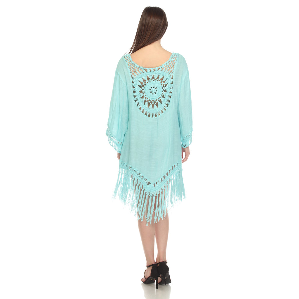 Women's Crocheted Fringed Trim Dress Cover Up (4 Colors Available)