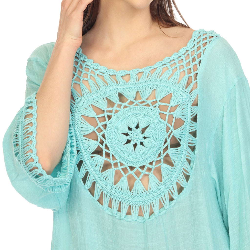 Women's Crocheted Fringed Trim Dress Cover Up (4 Colors Available)