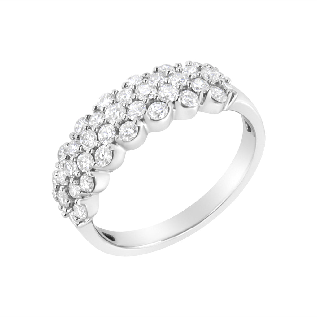 .925 Sterling Silver 1 cttw Lab Grown Diamond Cluster Band Ring (F-G Color, VS2-SI1 Clarity)