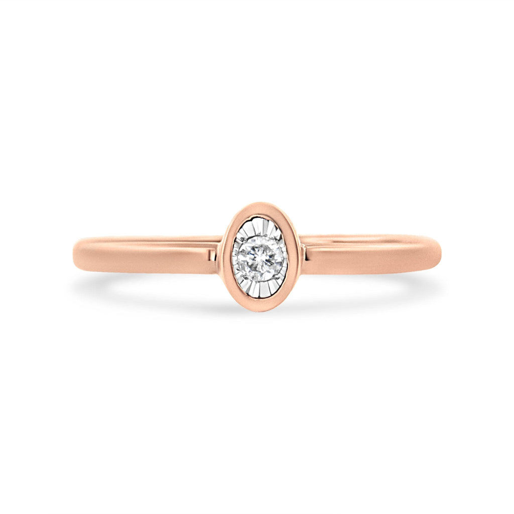 14K Rose Gold Plated .925 Sterling Silver 1/20 Cttw Miracle Set Diamond Ring (J-K Color, I1-I2 Clarity)