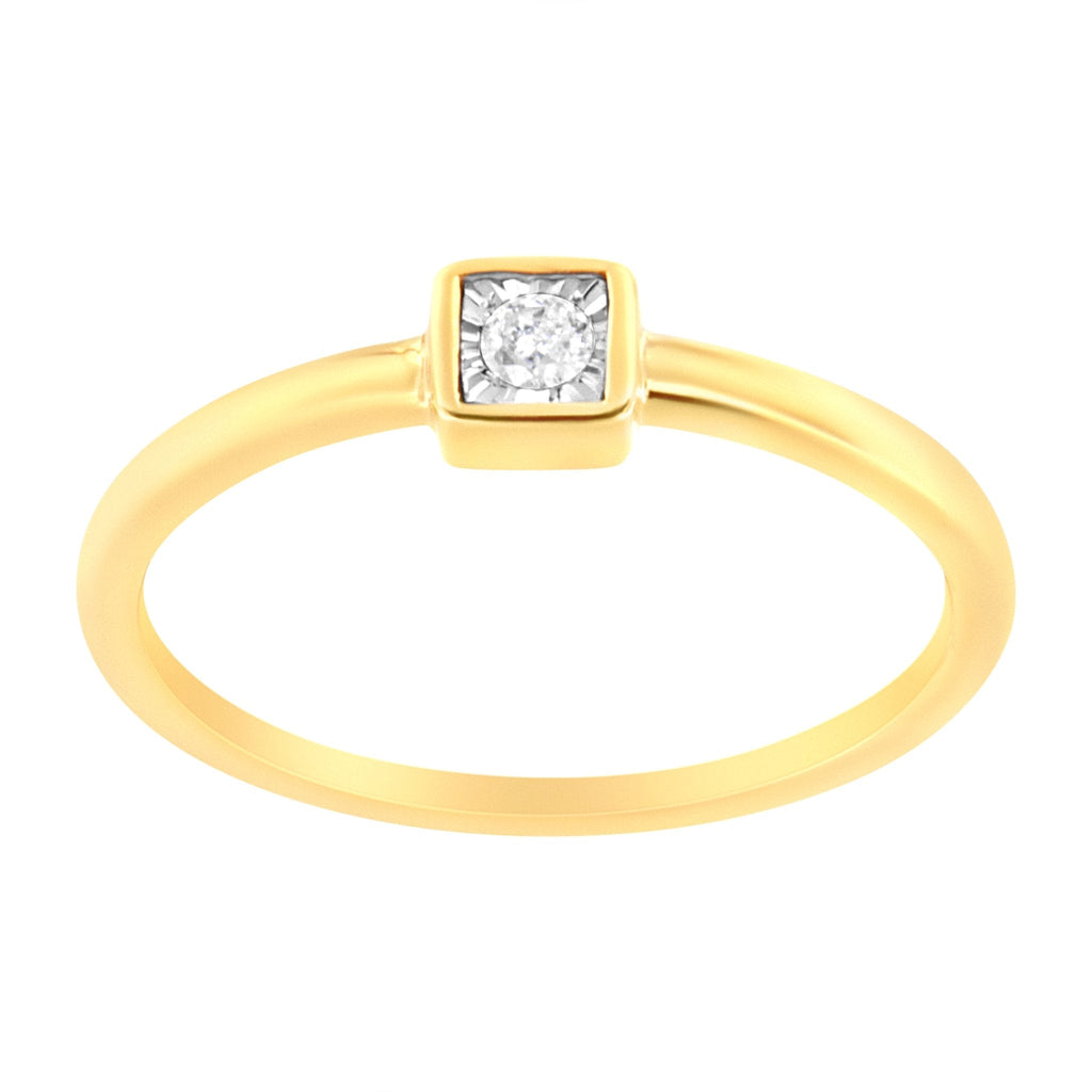 14K Yellow Gold Plated .925 Sterling Silver 1/20 cttw Miracle Set Diamond Promise Ring (J-K Color, I1-I2 Clarity)